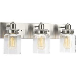 100W 3-Light Incandescent Vanity Fixture in Brushed Nickel