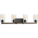32-1/4 x 8 in. 400W 4-Light Medium E-26 Incandescent Vanity Fixture with Clear Seeded Glass in Antique Bronze