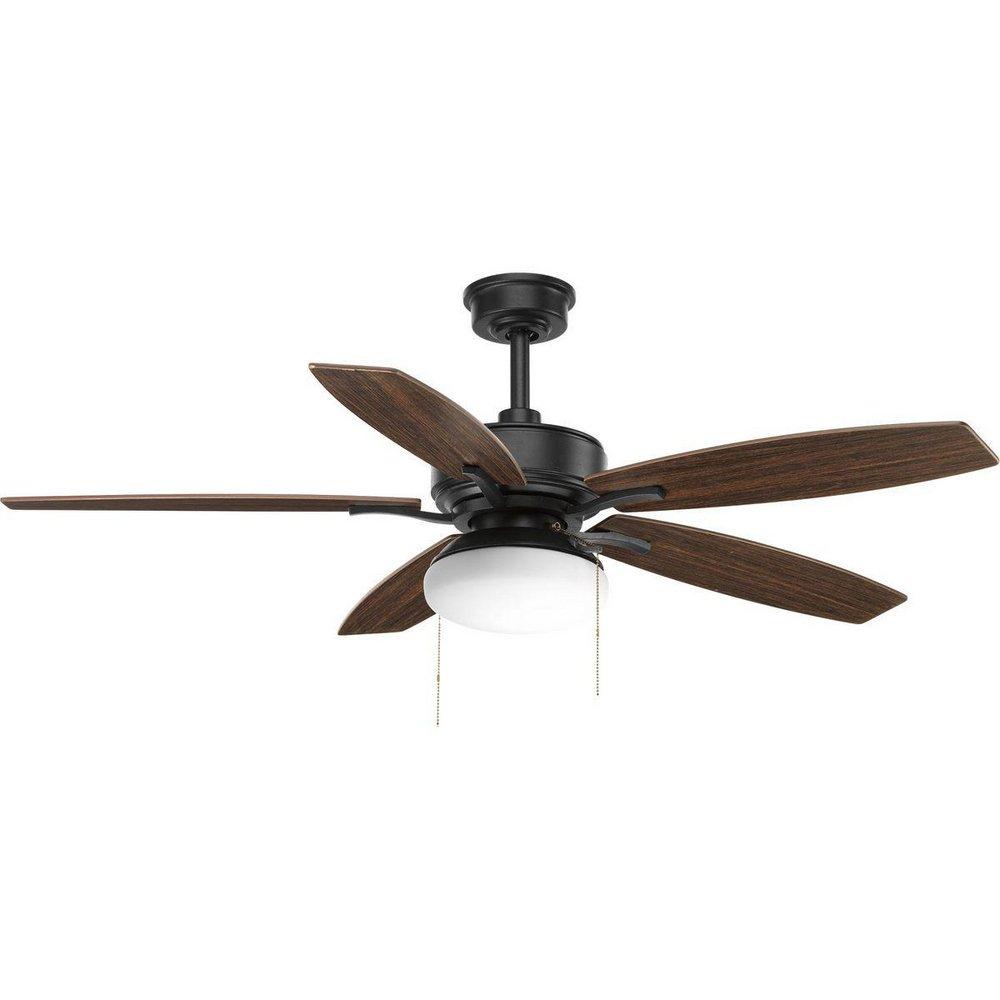 Progress Lighting Forged Black 17-1/2 in. 10W 5-Blade Ceiling Fan with 52 in. Blade Span and Incandescent Light 