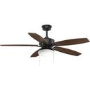 Progress Lighting Forged Black 17-1/2 in. 10W 5-Blade Ceiling Fan with 52 in. Blade Span and Incandescent Light 