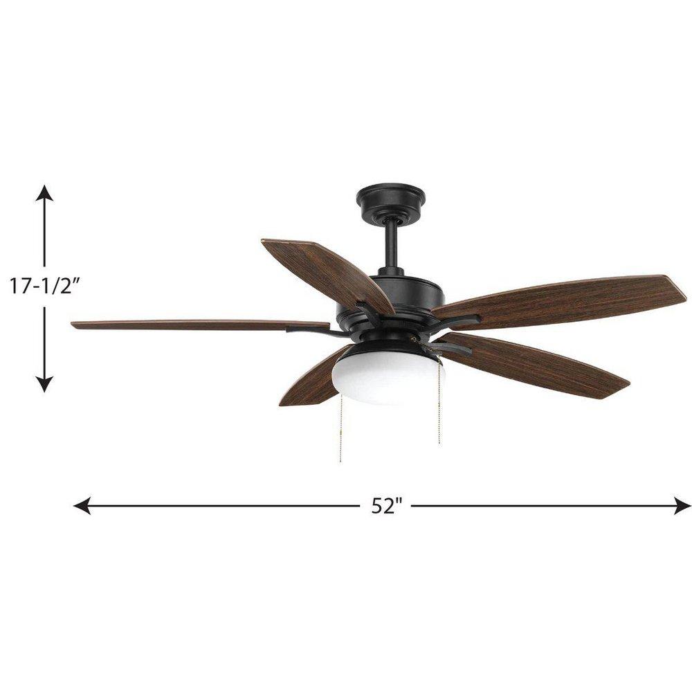 Progress Lighting Forged Black 17-1/2 in. 10W 5-Blade Ceiling Fan with 52 in. Blade Span and Incandescent Light 