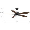 Progress Lighting Forged Black 17-1/2 in. 10W 5-Blade Ceiling Fan with 52 in. Blade Span and Incandescent Light 