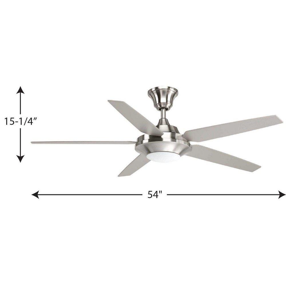 Progress Lighting Brushed Nickel 65W 5-Blade Ceiling Fan with 54 in. Blade Span and LED Light 