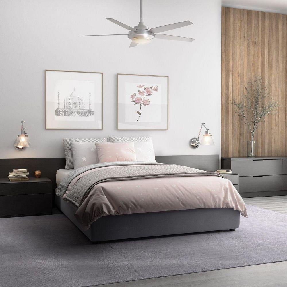 Progress Lighting Brushed Nickel 65W 5-Blade Ceiling Fan with 54 in. Blade Span and LED Light 