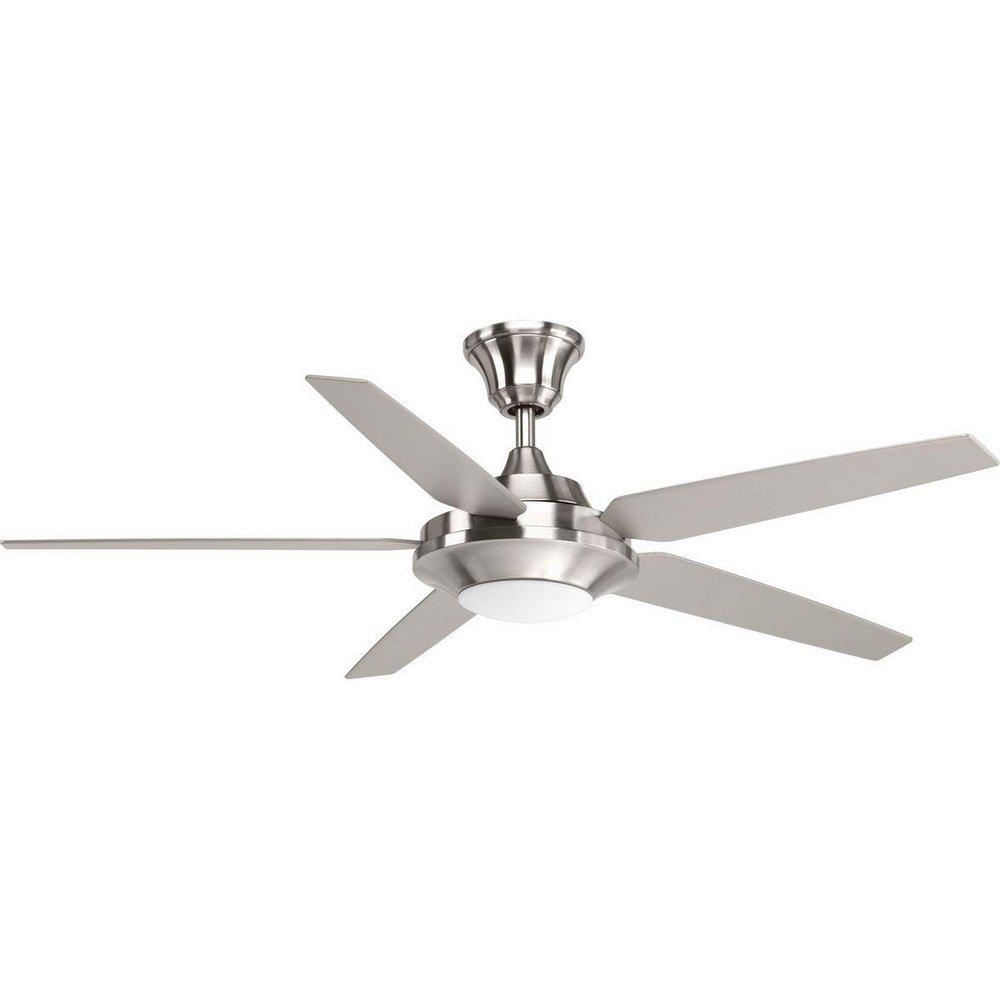 Progress Lighting Brushed Nickel 65W 5-Blade Ceiling Fan with 54 in. Blade Span and LED Light 