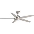 Progress Lighting Brushed Nickel 65W 5-Blade Ceiling Fan with 54 in. Blade Span and LED Light 