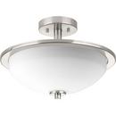 100W 2-Light Semi-Flushmount Ceiling Fixture in Brushed Nickel