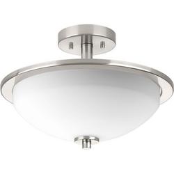 100W 2-Light Semi-Flush Mount Ceiling Fixture with Medium E-26 Base in Brushed Nickel