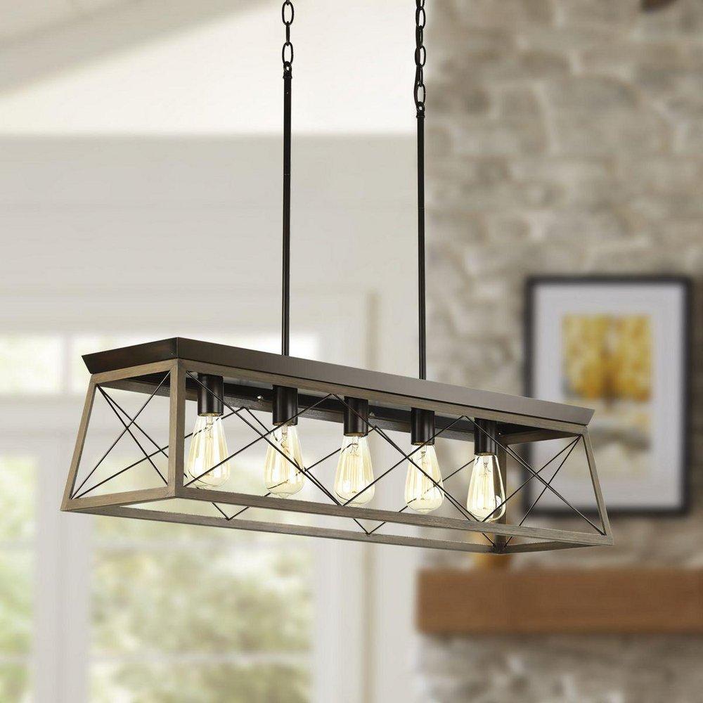 Progress Lighting Antique Bronze 100W 5-Light Linear Pendant 