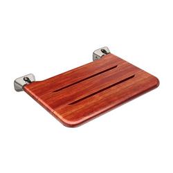 19-3/4 x 13-1/4 x 1-1/4 in. Teak Wood and Brass Wall Seat in Brushed Nickel with Brown