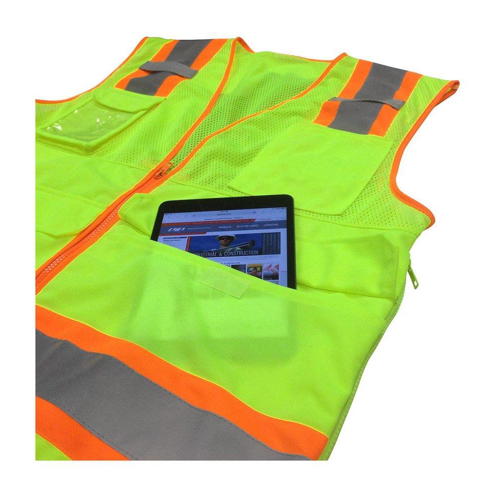 PIP&reg; Hi-Viz Lime Yellow Plastic Surveyor Tech Vest in Hi-Viz Lime Yellow 