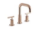 Two Handle Roman Tub Faucet in Vibrant Rose Gold Trim Only