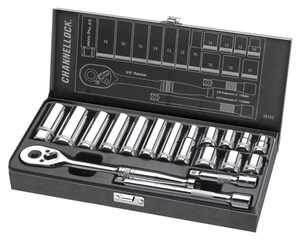 Channellock Chrome 18PC 3/8 DR METRIC SET SOCKET SET METAL BOX 