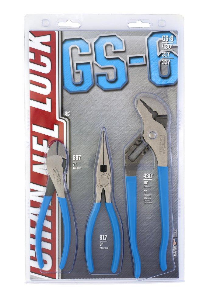 Channellock Polished 3PC PLIER SET TONGUE & GROOVE LONG NOSE CUTTER 