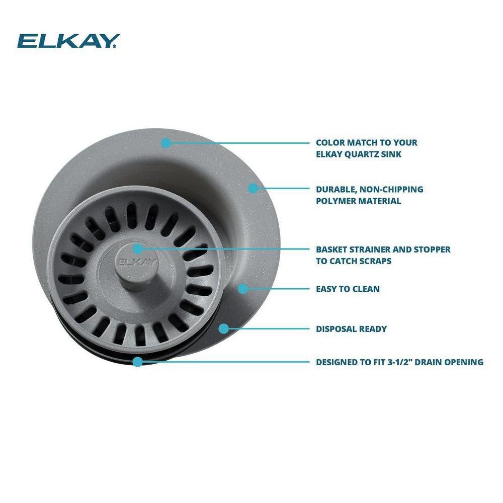 Elkay Bisque Plastic Disposer Flange with Basket Strainer and Stopper 