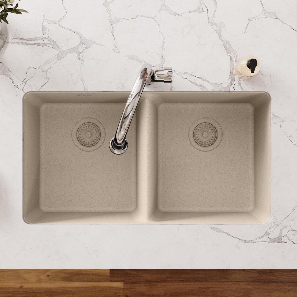 Elkay Bisque Plastic Disposer Flange with Basket Strainer and Stopper 