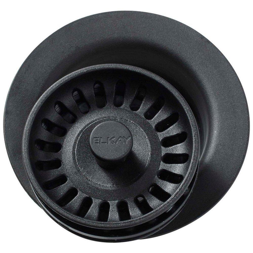 Elkay Black Plastic Disposer Flange with Basket Strainer and Stopper 