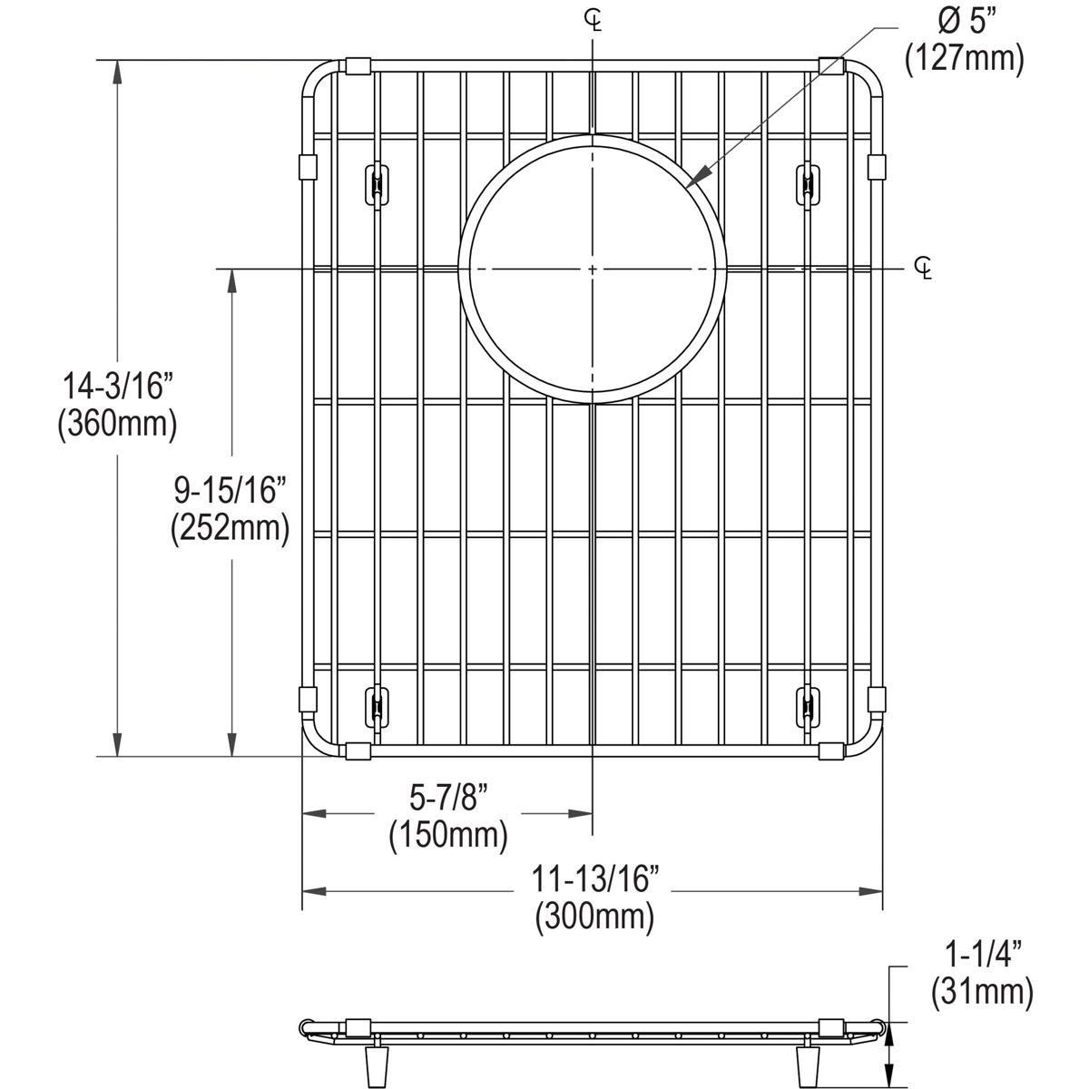 Elkay Polished Chrome 11-13/16 in. Stainless Steel Bottom Grid 
