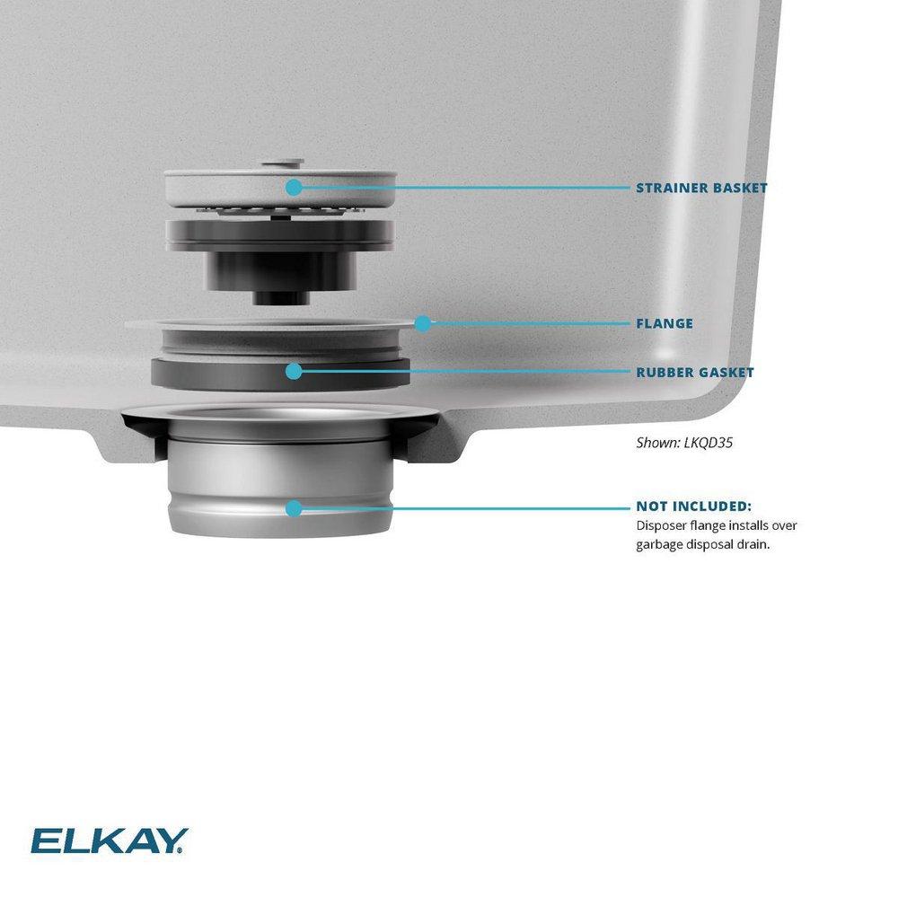 Elkay Putty Plastic Disposer Flange with Basket Strainer and Stopper 