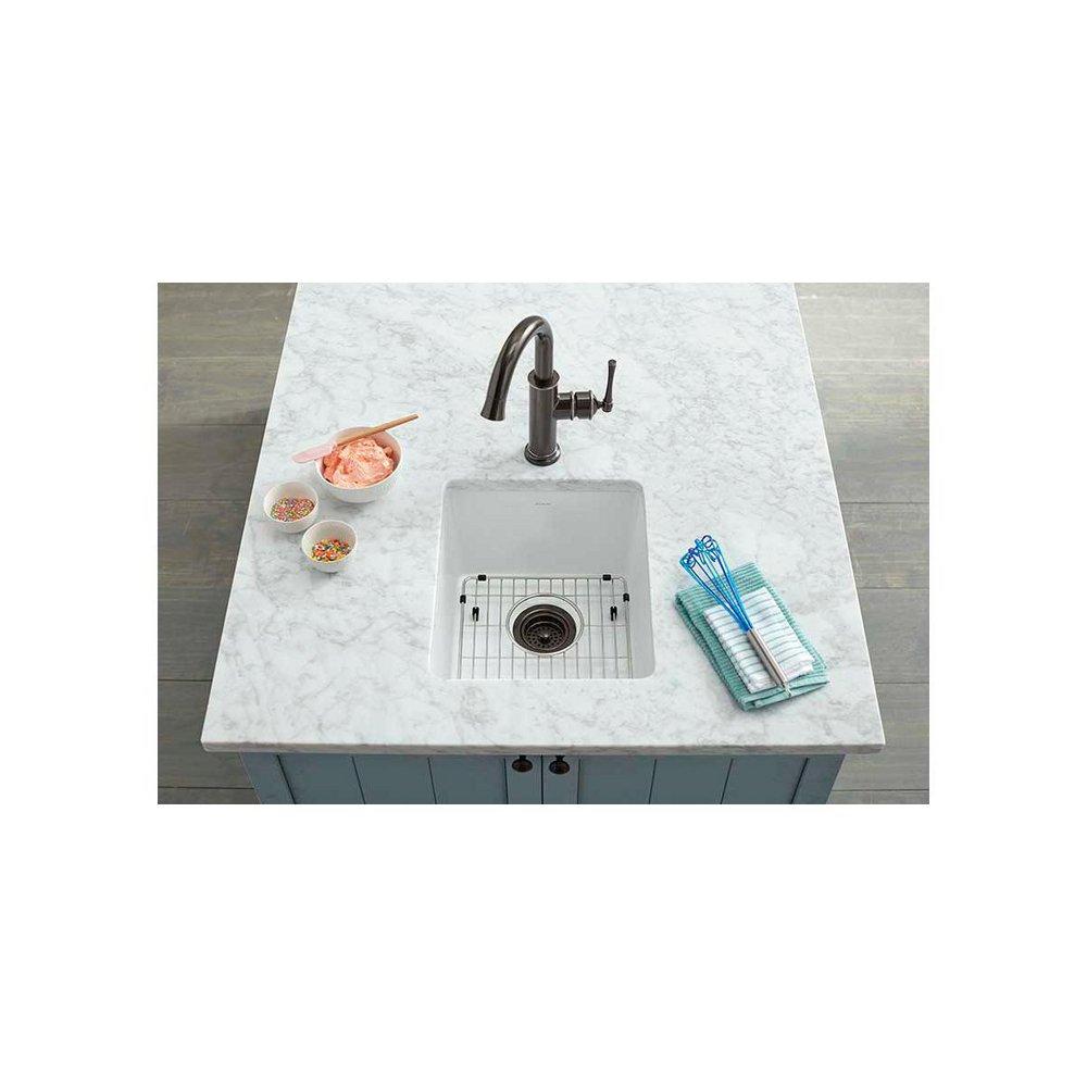 Elkay White 16-3/8 x 18-7/8 in. Undermount Fireclay Bar Sink 