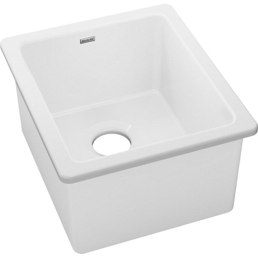 Elkay White 16-3/8 x 18-7/8 in. Undermount Fireclay Bar Sink 