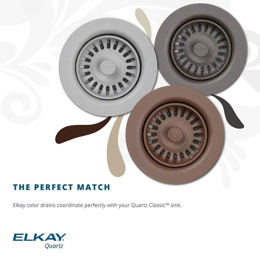 Elkay Mocha Plastic Disposer Flange with Basket Strainer and Stopper 