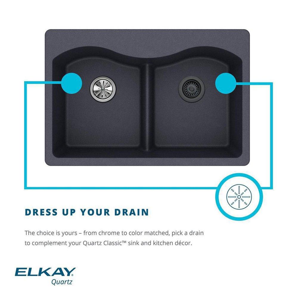Elkay Mocha Plastic Disposer Flange with Basket Strainer and Stopper 