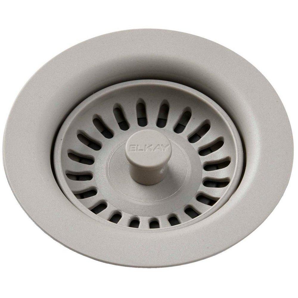 Elkay Greige Plastic Disposer Flange with Basket Strainer and Stopper 