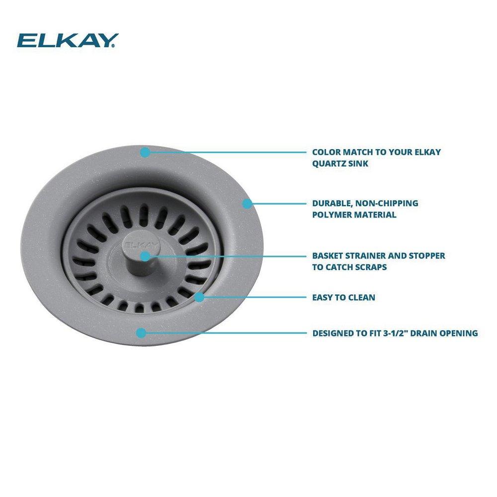 Elkay Greystone Plastic Disposer Flange with Basket Strainer and Stopper 