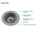 Elkay Greystone Plastic Disposer Flange with Basket Strainer and Stopper 