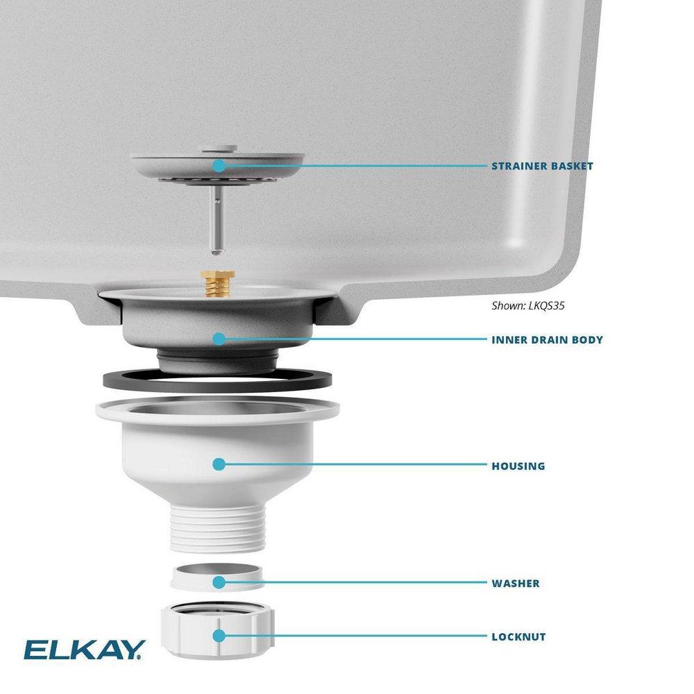 Elkay Greystone Plastic Disposer Flange with Basket Strainer and Stopper 