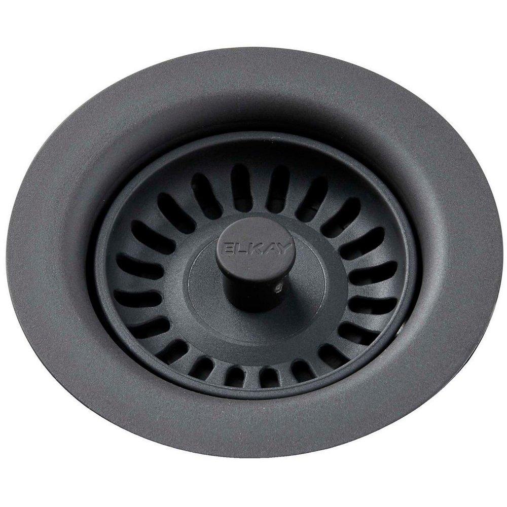 Elkay Dusk Grey Plastic Disposer Flange with Basket Strainer and Stopper 