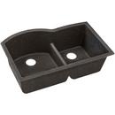 33 x 22 in. No Hole Composite Double Bowl Undermount Kitchen Sink in Black Shale
