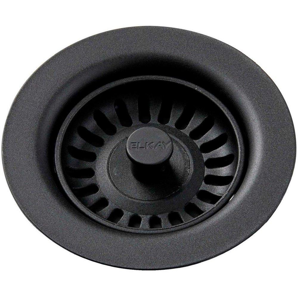 Elkay Black Plastic Disposer Flange with Basket Strainer and Stopper 