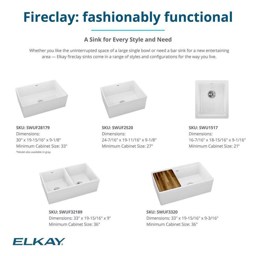 Elkay White 33 x 20 in. Fireclay Double Bowl Farmhouse Kitchen Sink 
