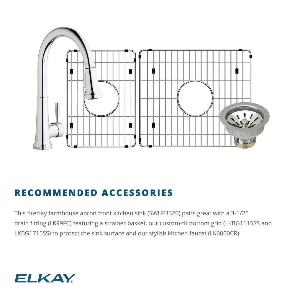 Elkay White 33 x 20 in. Fireclay Double Bowl Farmhouse Kitchen Sink 