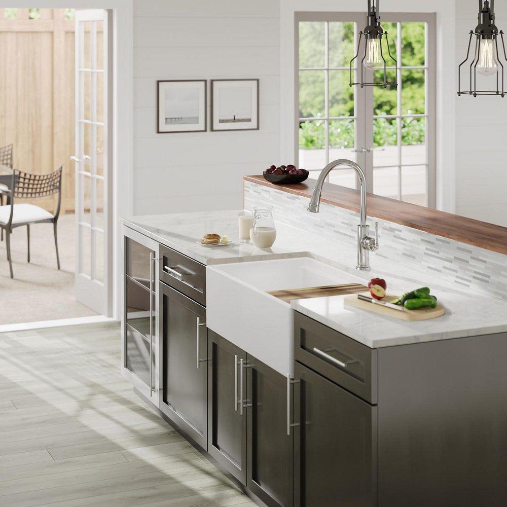 Elkay White 33 x 20 in. Fireclay Double Bowl Farmhouse Kitchen Sink 