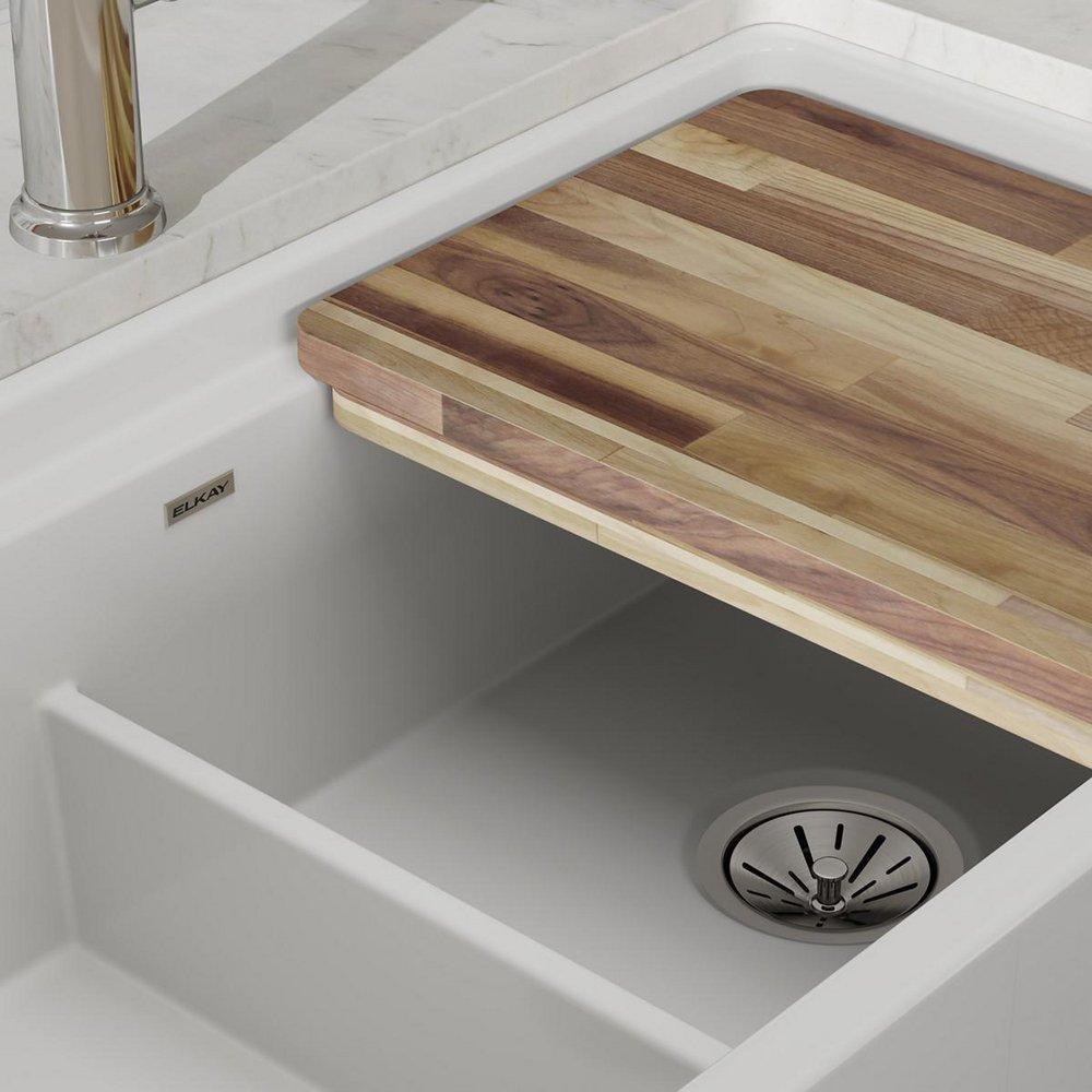 Elkay White 33 x 20 in. Fireclay Double Bowl Farmhouse Kitchen Sink 