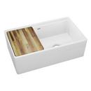 33 in. Farmhouse Fireclay Double Bowl Workstation Kitchen Sink in White