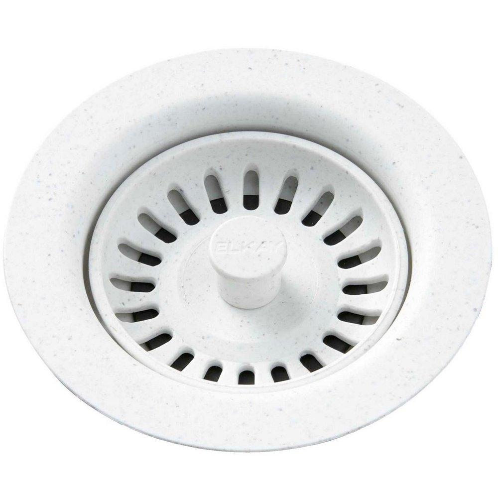 Elkay White Plastic Disposer Flange with Basket Strainer and Stopper 