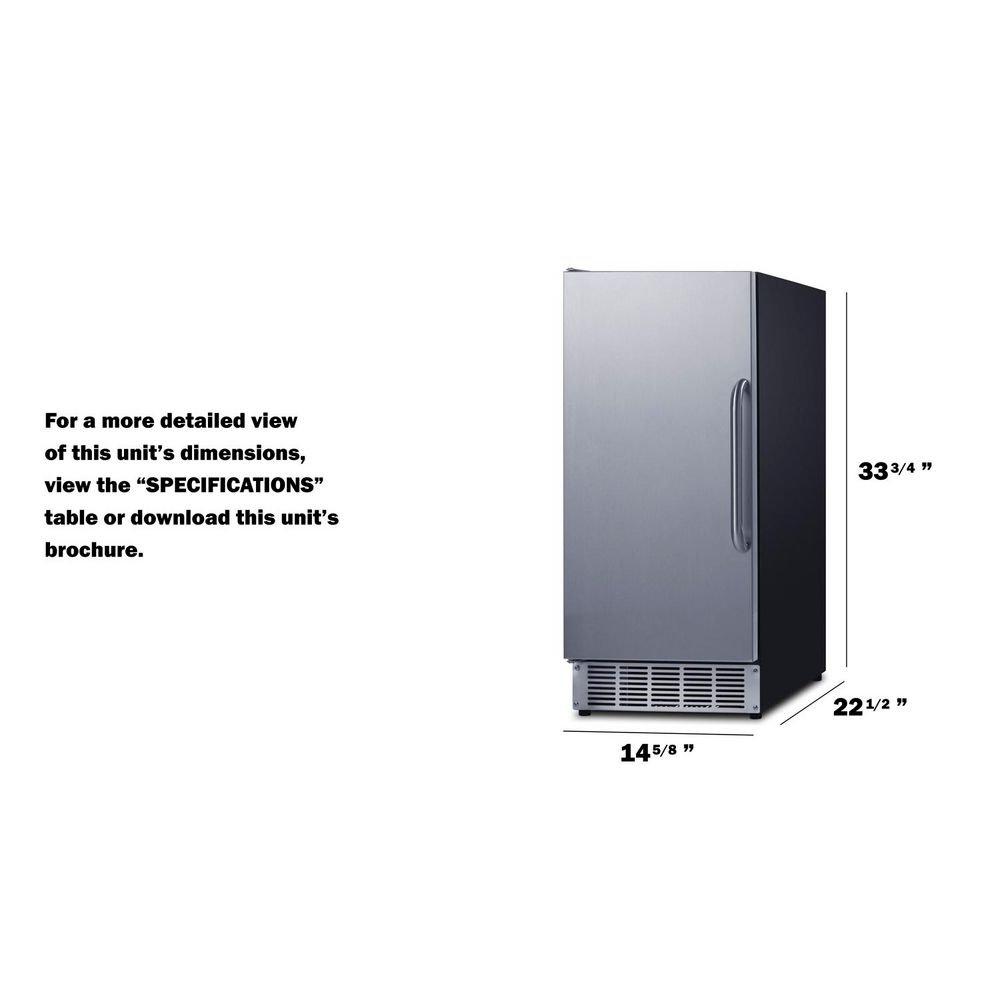 Summit Appliance Stainless Steel 33 in. 25 lb Ice Maker 