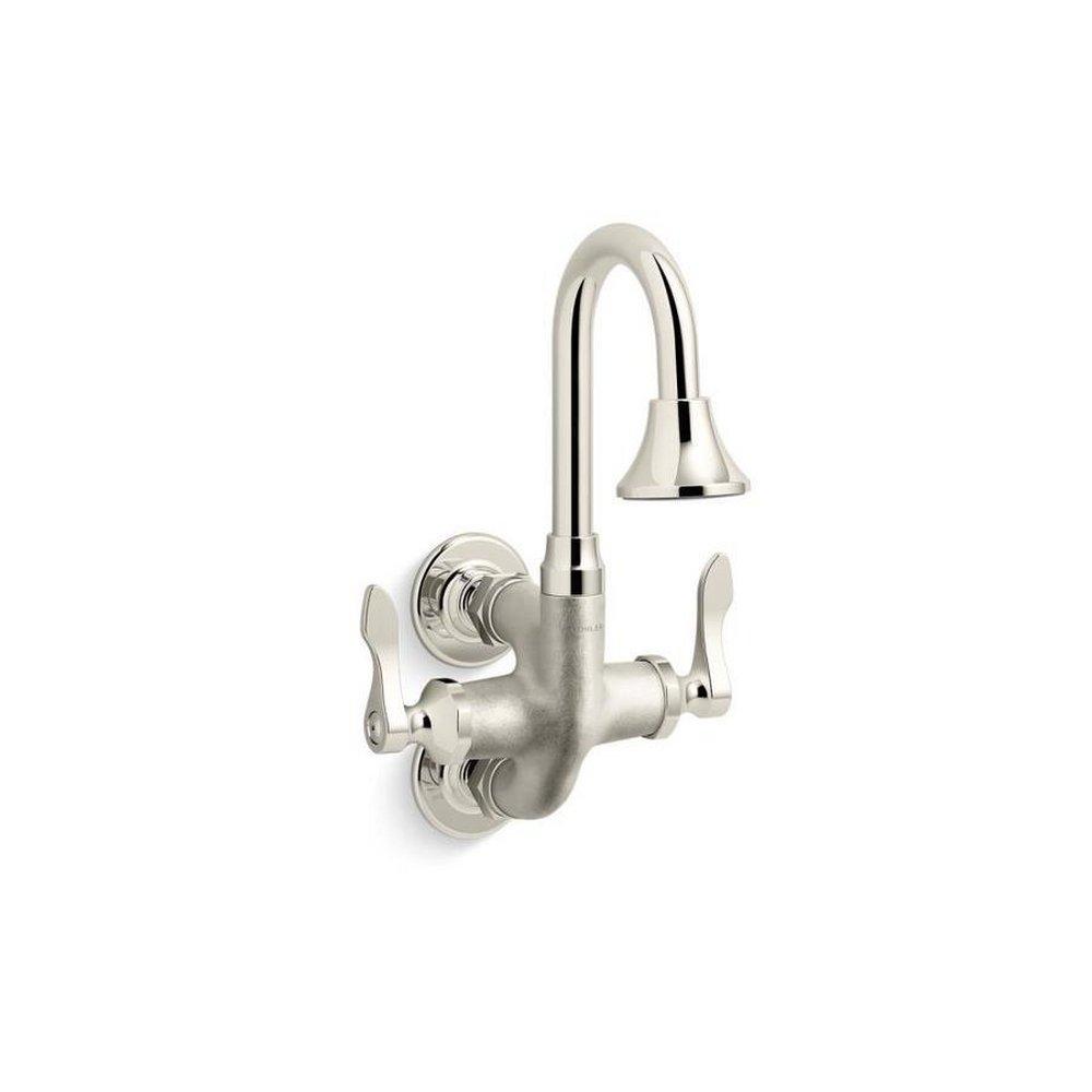 KOHLER Vibrant® Bright Nickel 1.2 gpm 2 Hole Deck Mount Institutional Sink Faucet with Double Wristblade Handle 