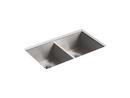 KOHLER Stainless Steel 33 x 22 in. Stainless Steel Double Bowl Dual Mount Kitchen Sink with Sound Dampening 