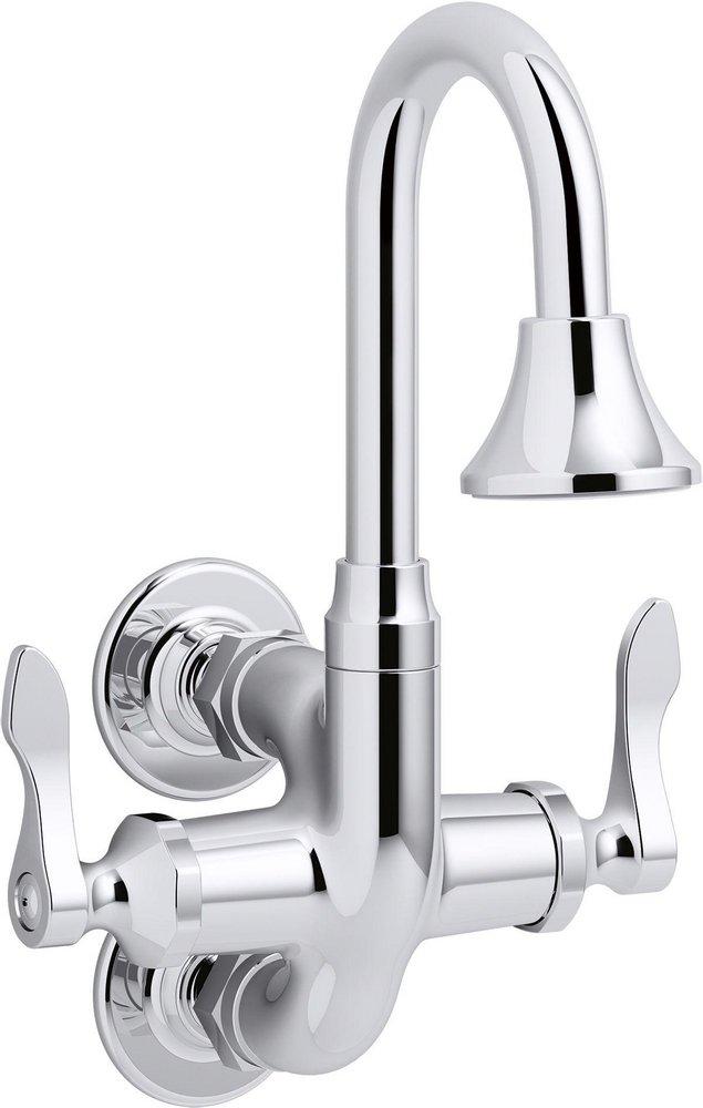 KOHLER Polished Chrome Two Handle Lever Wall Mount Service Faucet 