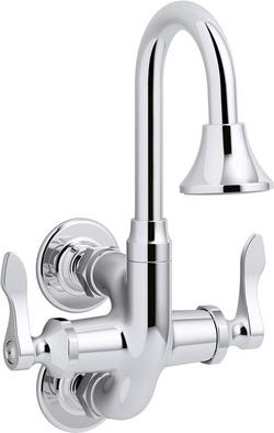 Two Handle Lever Wall Mount Service Faucet in Polished Chrome