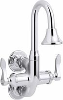 KOHLER Polished Chrome 1.2 gpm 2 Hole Deck Mount Institutional Sink Faucet with Double Wristblade Handle 