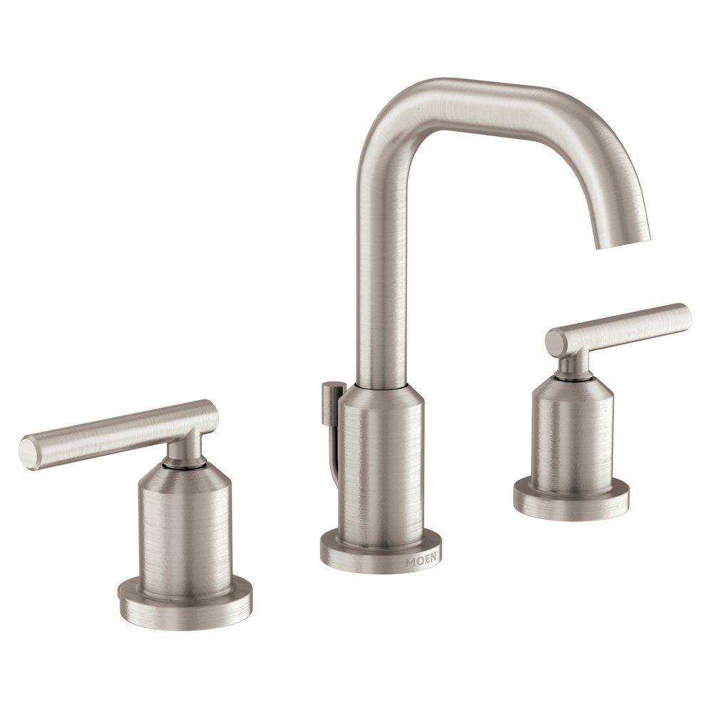 Moen Spot Resist&trade; Brushed Nickel Two Handle Widespread Bathroom Sink Faucet 