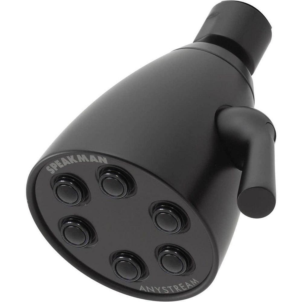 Speakman Matte Black Multi Function Flood, Full and Rain Showerhead 
