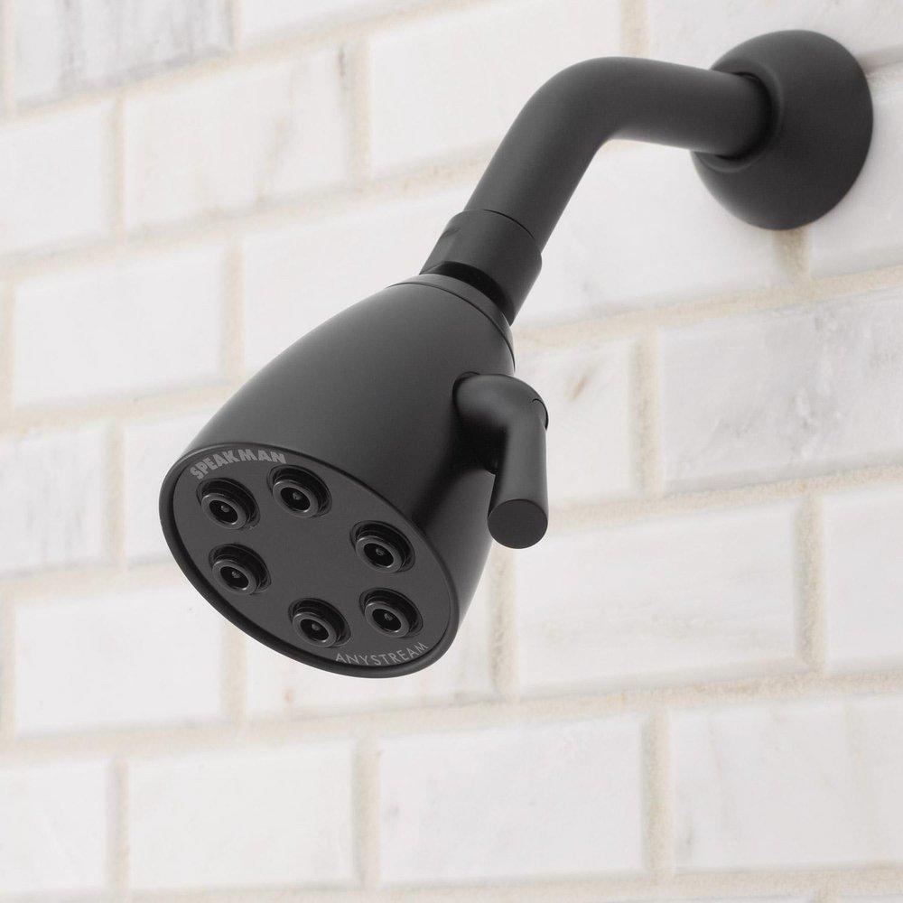 Speakman Matte Black Multi Function Flood, Full and Rain Showerhead 