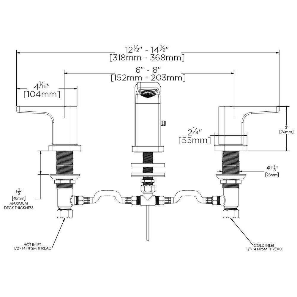 Speakman Polished Chrome 1.2 gpm 2 Hole Deck Mount Widespread Institutional Sink Faucet with Double Lever Handle 